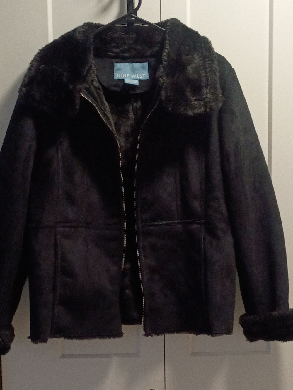 Nine West Black Faux Fur Coat with Blue Label
